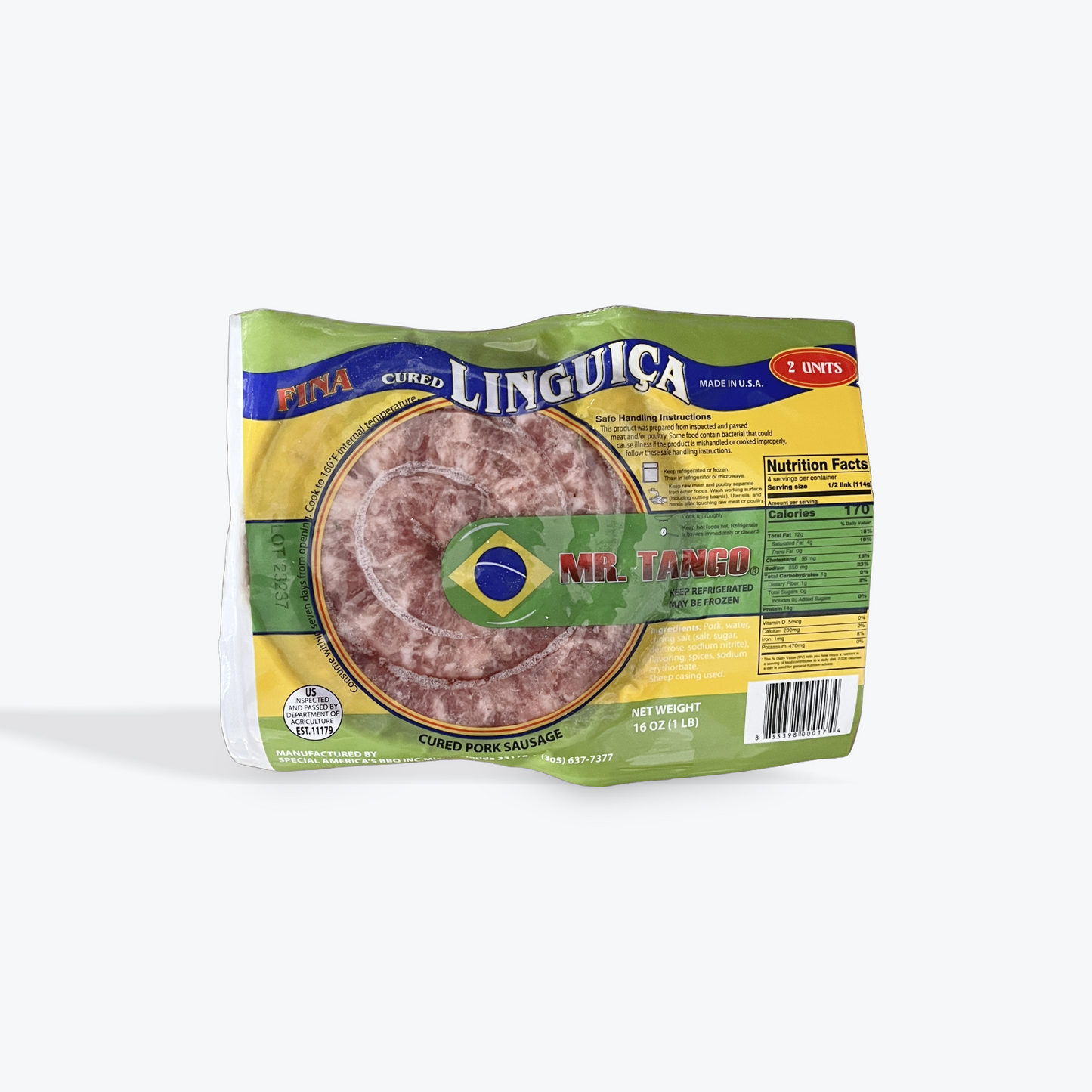 Mr Tango - Linguica Brazilian Sausage, 16 oz, Pack with 2