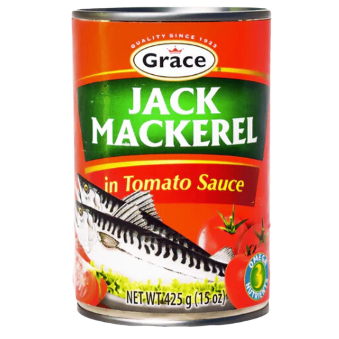 "Grace Jack Mackerel in Tomato Sauce - 15 oz Single Can - High-quality seafood packed with natural goodness"