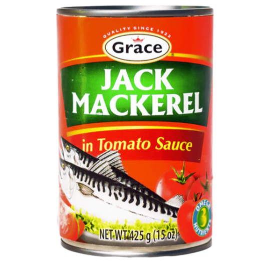 "Grace Jack Mackerel in Tomato Sauce - 15 oz Single Can - High-quality seafood packed with natural goodness"