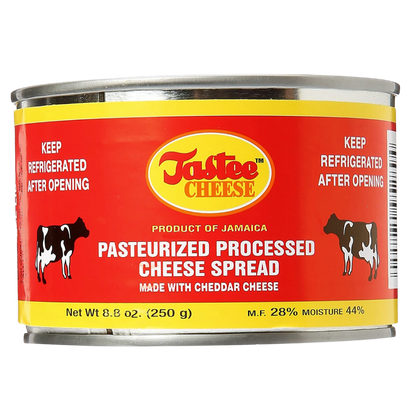 Jamaican Tastee Cheese, 8.8 oz can of creamy and flavorful pasteurized processed cheese spread