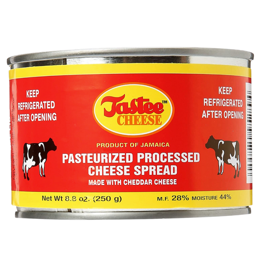 Jamaican Tastee Cheese, 8.8 oz can of creamy and flavorful pasteurized processed cheese spread