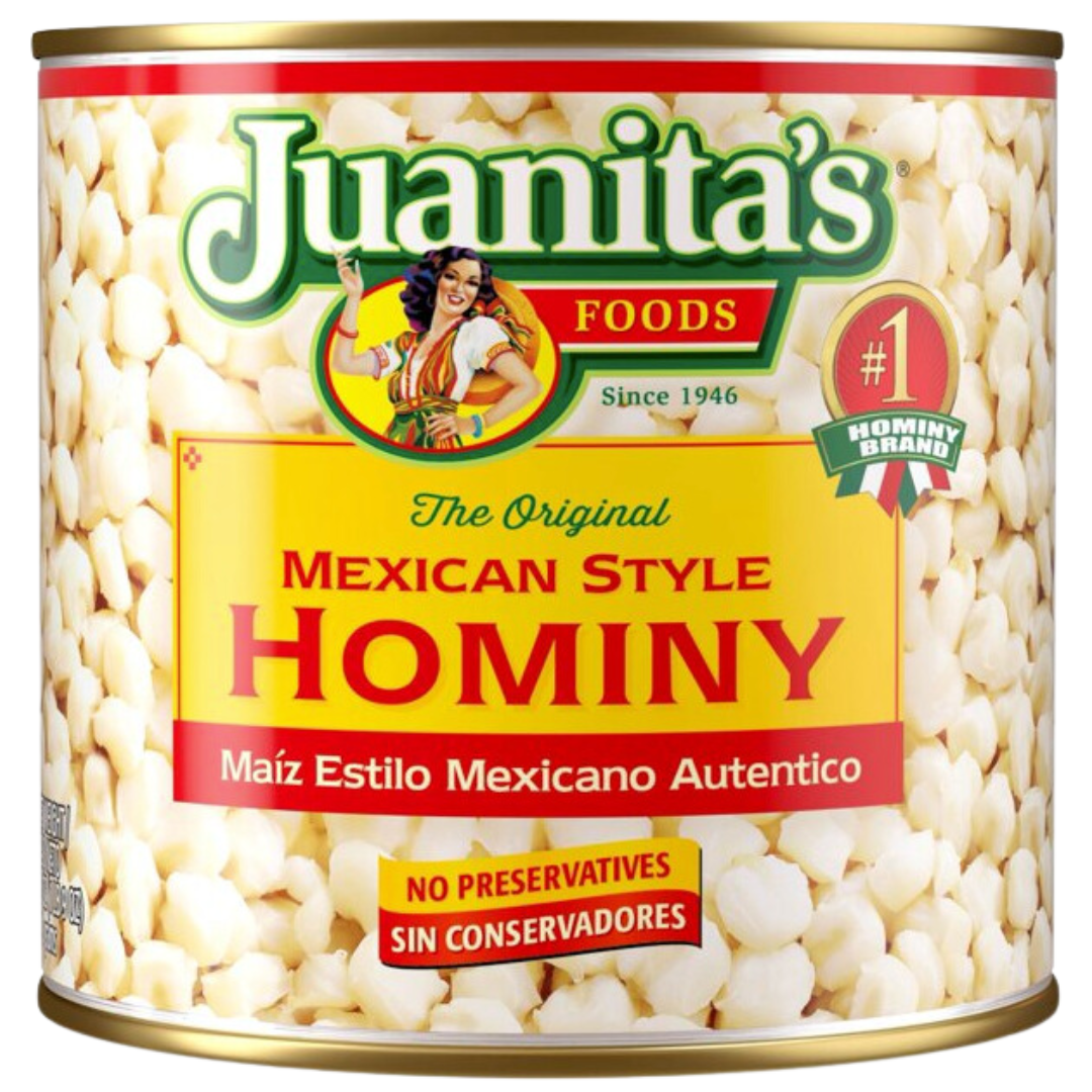 Juanita's Foods Mexican Style Hominy - Authentic Mexican Maiz Estilo Mexicano - Traditional and Flavorful Hominy perfect for Mexican dishes and soups.